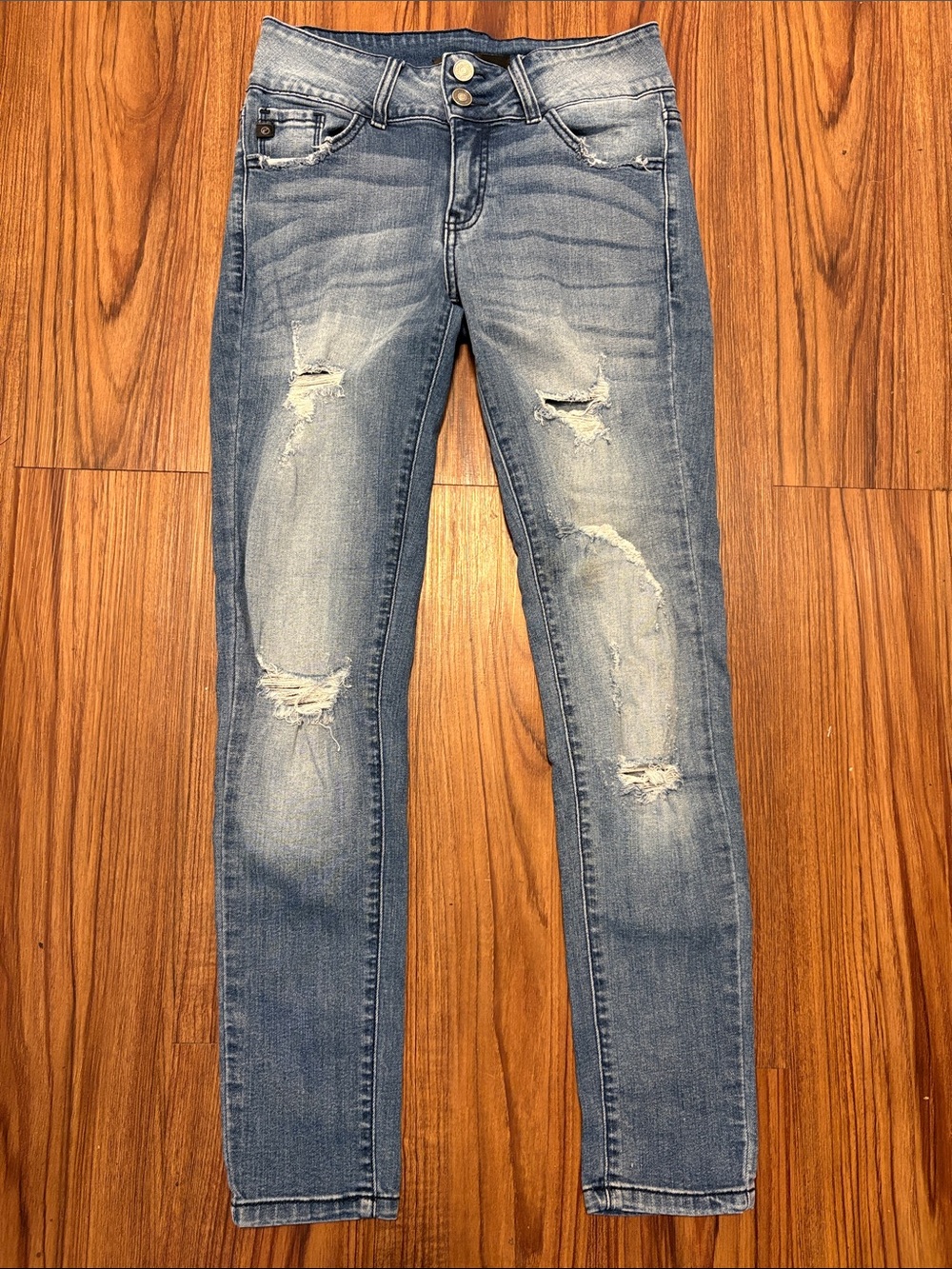 KanCan Women's Light Blue Distressed Skinny Jeans